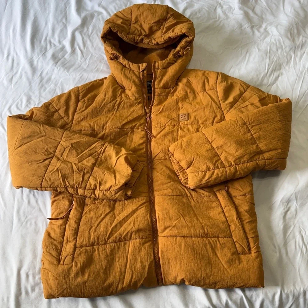 Billabong Adventure Division Puffer Jacket Hooded Mustard Yellow Size S